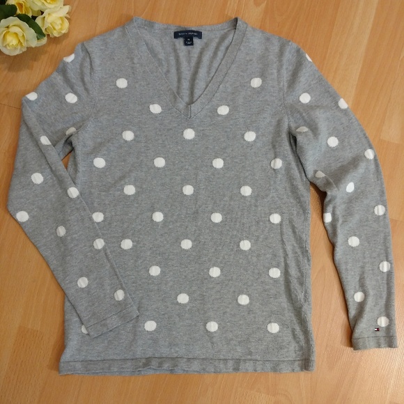 Tommy Hilfiger Sweaters - Tommy Hilfiger Polka Dot Long Sleeve Grey Sweater